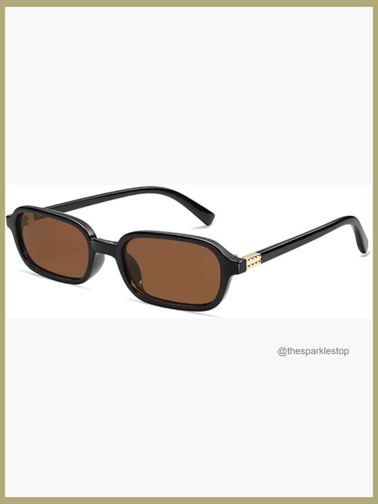 Retro Rectangular Sunglasses UV400 Protection Plastic Frame Slim Design main image 7